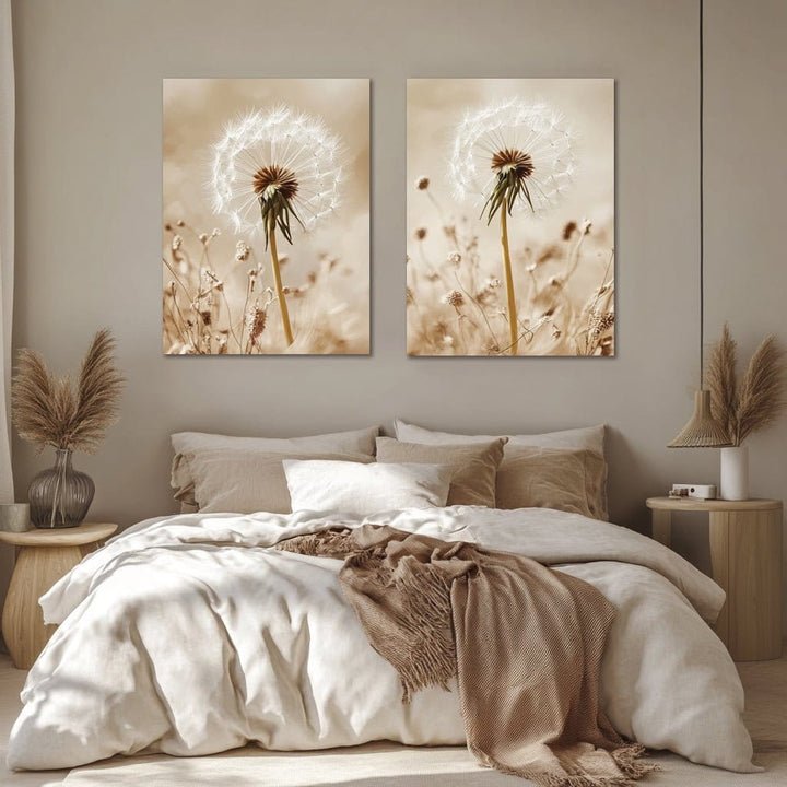 Whispers of Nature – 2 - Panel Dandelion Wall Art Set - Sense for Decor
