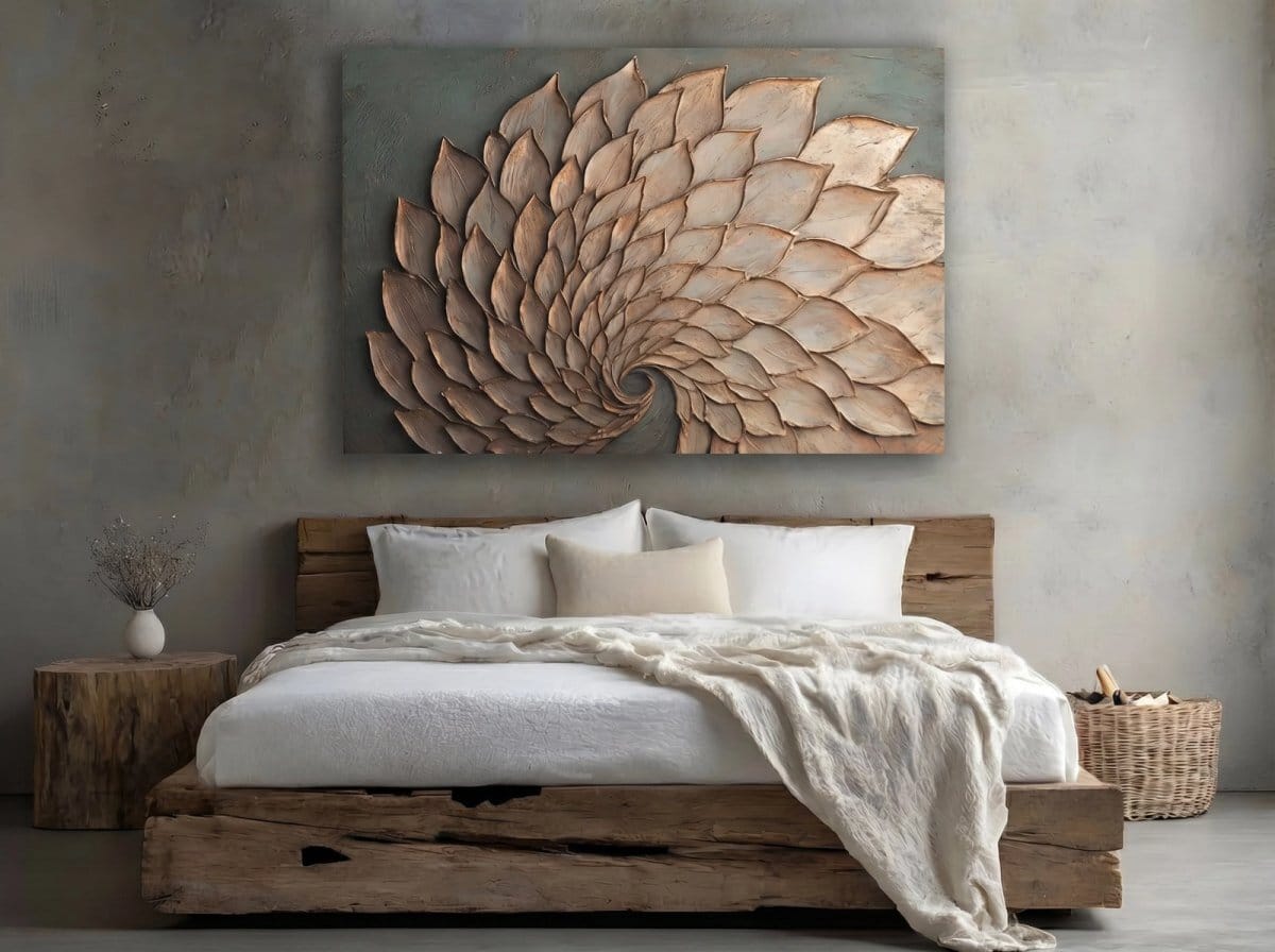 Winged Harmony V19 - Large Abstract Spiral Wall Art Neutral Modern Canvas for Bedroom & Living Room Decor - Sense for Decor