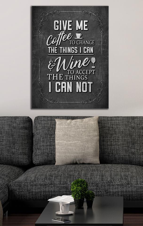 Kitchen Wall Art Coffee & Wine (Wood Frame Ready To Hang) Sense for