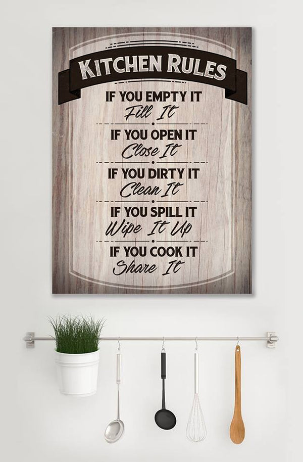 Kitchen Wall Art: Kitchen Rules (Wood Frame Ready To Hang) - Sense for ...