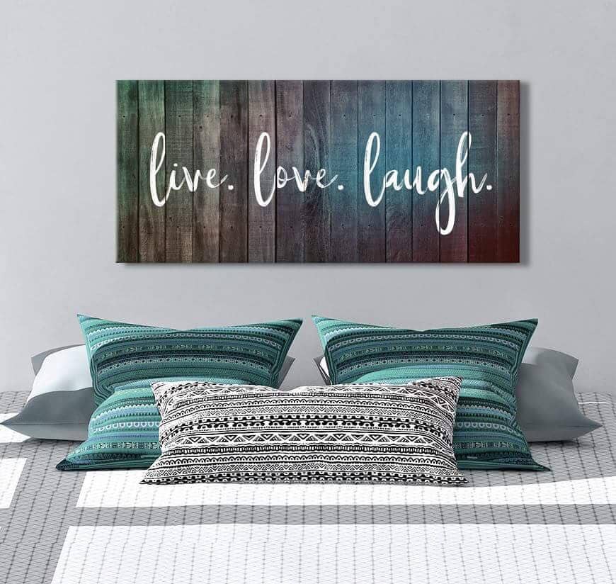 Bedroom Wall Art: Live Love Laugh V2 (Wood Frame Ready To Hang) - Sense ...