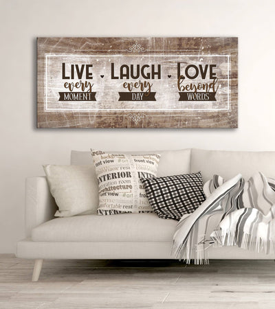 Home Wall Art: Live Every Moment Laugh Every Day V3 (Wood Frame Ready ...