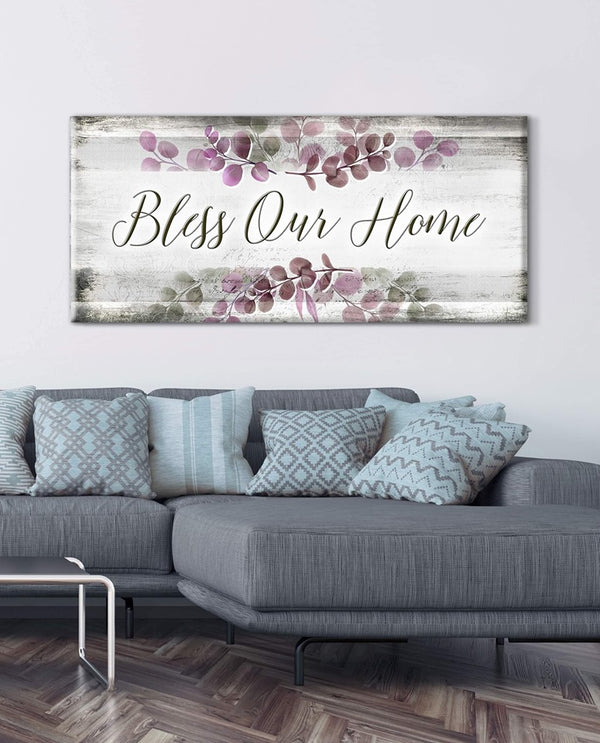 Christian Wall Art: Bless Our Home V5 (Wood Frame Ready To Hang ...