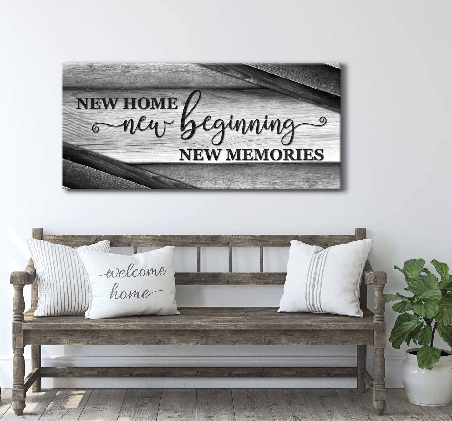 Rustic Farmhouse Wall Art – New Home New Beginning Canvas