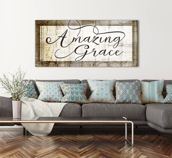 Christian Wall Art: Amazing Grace V8 (Wood Frame Ready To Hang) - Sense ...