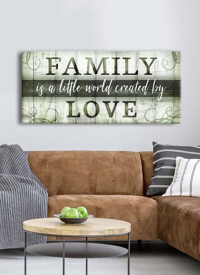 Family Wall Art: Family Is A Little World Created By Love V2 (Wood Fra ...