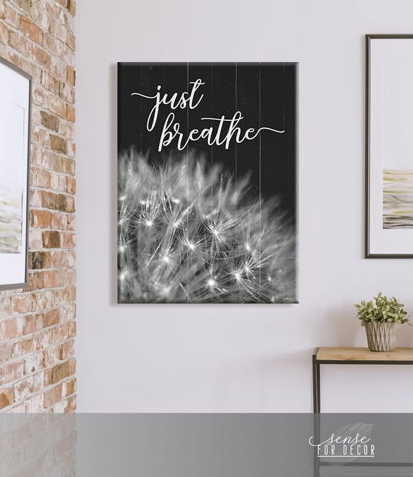 Home Wall Art Just Breathe V11 (Wood Frame Ready To Hang) Sense for Decor
