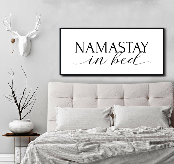 Bedroom Wall Art Namastay in Bed Wood Frame Ready To Hang