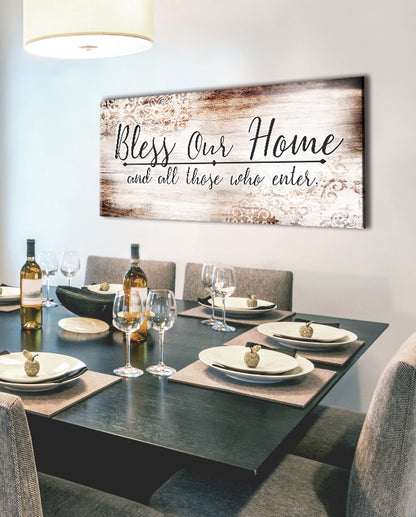 Christian Wall Art: Bless Our Home (Wood Frame Ready To Hang)