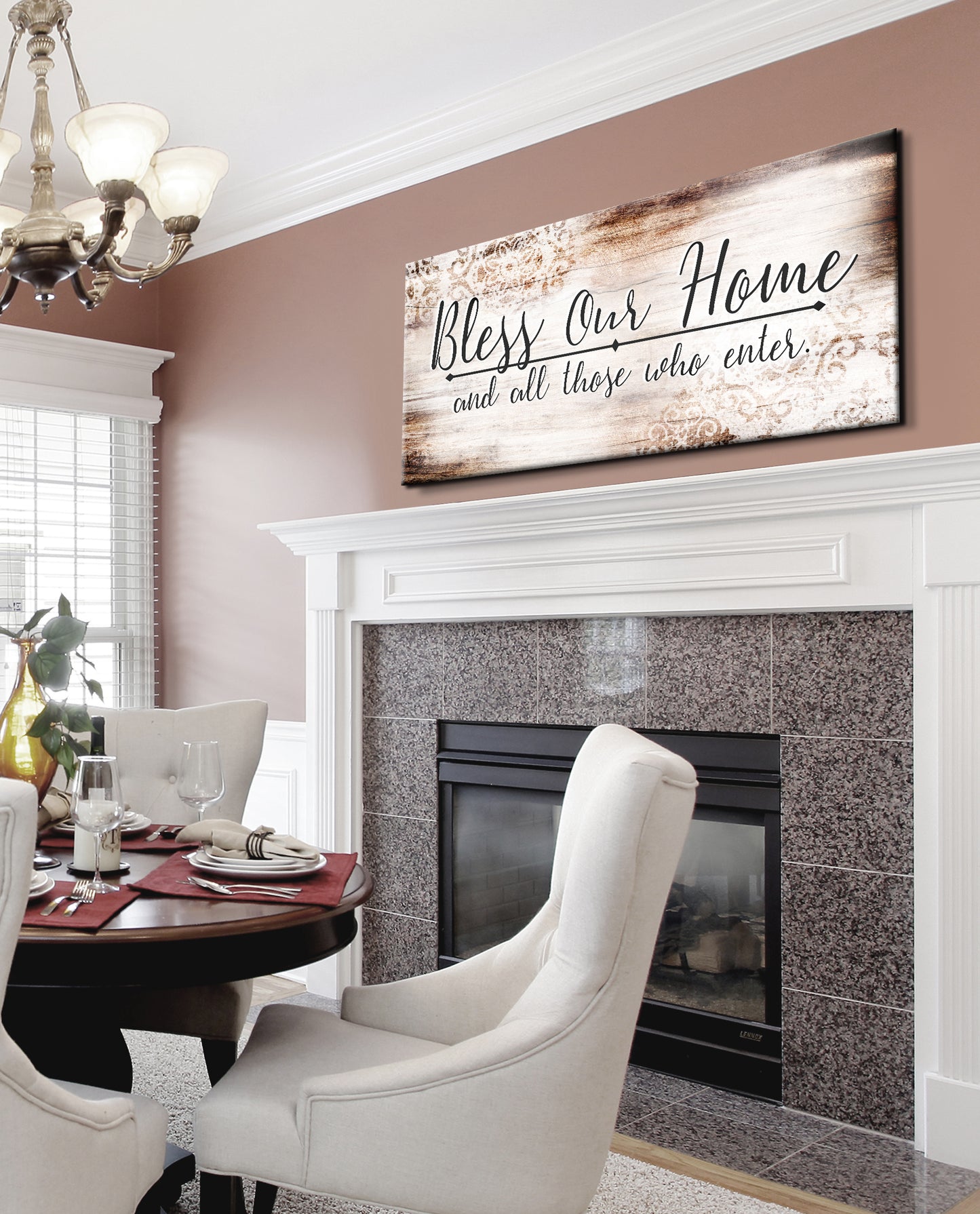 Christian Wall Art: Bless Our Home (Wood Frame Ready To Hang)