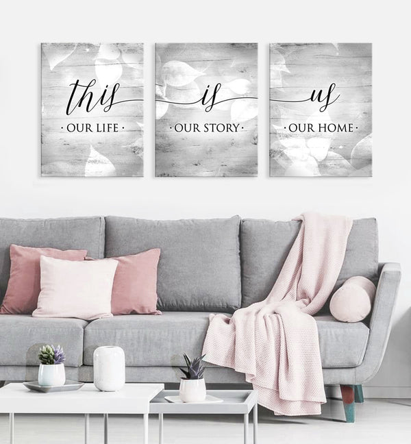 Couples Wall Art This is us Set of 3 (Wood Frame Ready To Hang