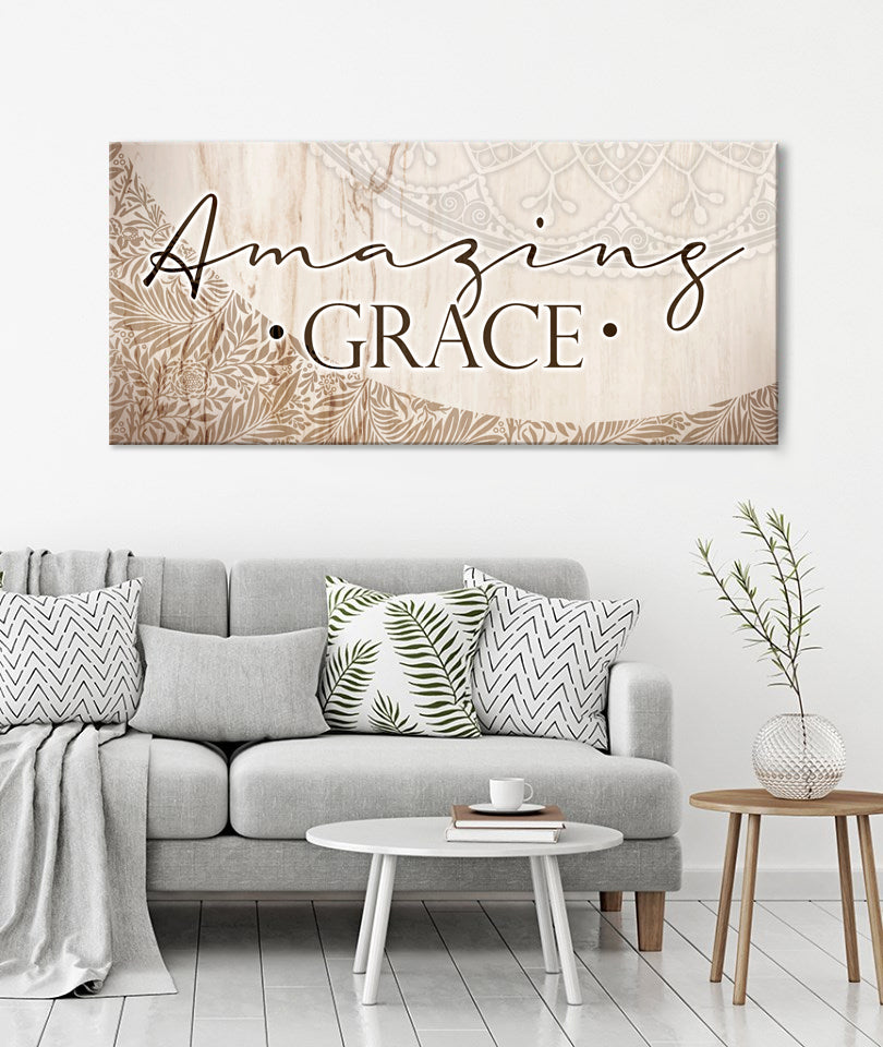 Christian Wall Art Amazing Grace V10 (Wood Frame Ready To Hang