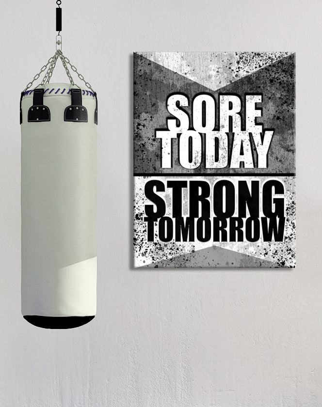 Fitness Wall Art: Sore Today Strong Tomorrow (Wood Frame Ready To Hang)