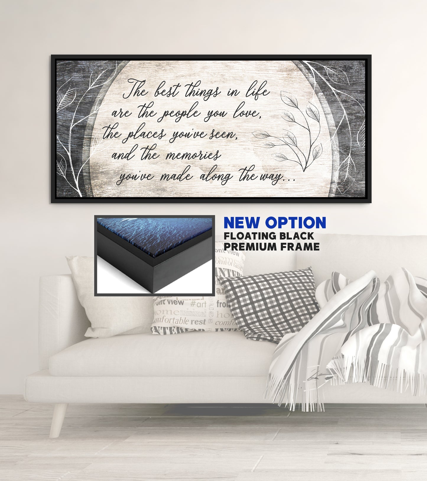 Home Wall Art: The best things in life are the people you love (Wood Frame Ready To Hang)