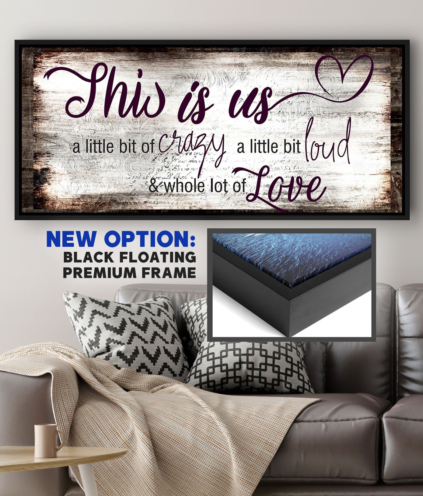 Family Wall Art: This Is Us A Little Crazy V2 (Wood Frame Ready To Hang)