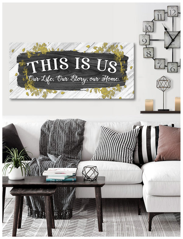Couples Wall Art This is Us Our Life Our Story Our Home V3 (Wood Fram