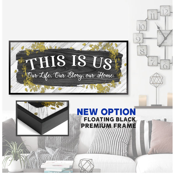 Couples Wall Art This is Us Our Life Our Story Our Home V3 (Wood Fram