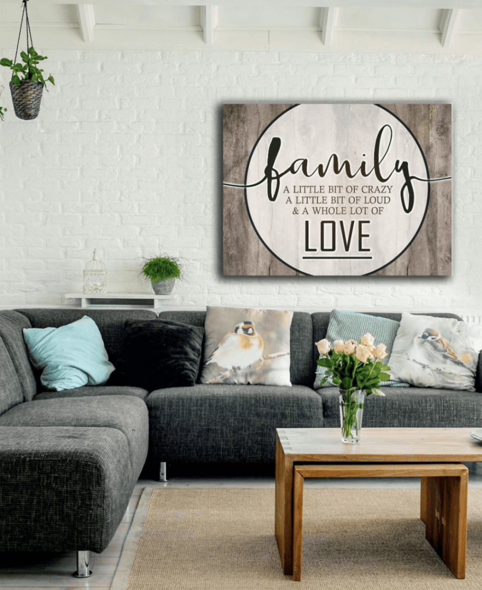 Bedroom Wall Art: Family Love Saying (Wood Frame Ready To Hang) - Sense for Decor
