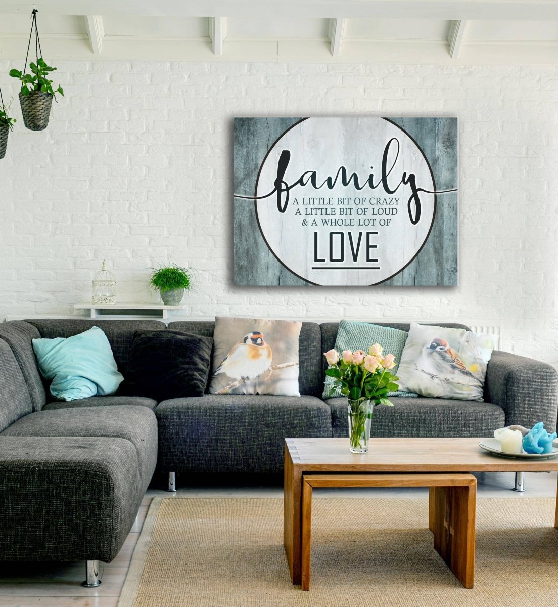 Bedroom Wall Art: Family Love Saying (Wood Frame Ready To Hang) - Sense for Decor