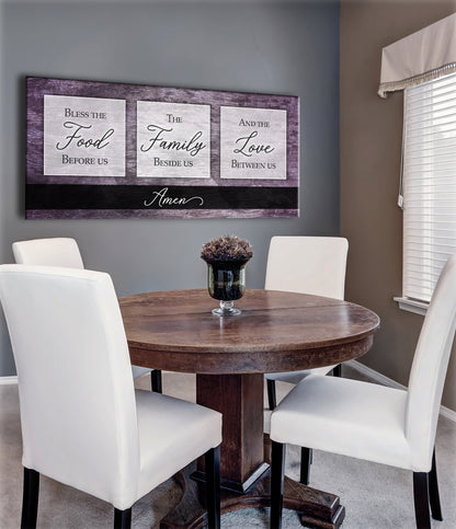 Christian Wall Art: Bless The Food V2 (Wood Frame Ready To Hang)