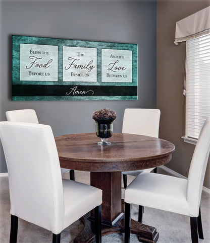 Christian Wall Art: Bless The Food V2 (Wood Frame Ready To Hang)