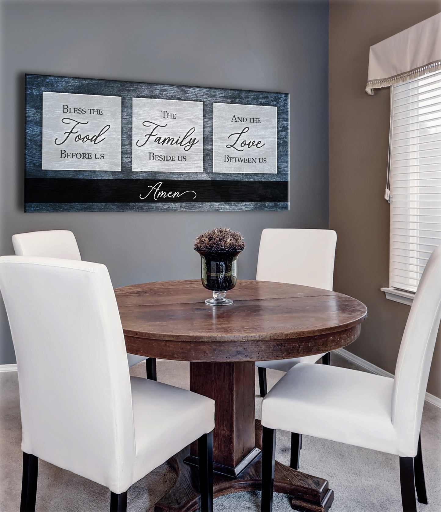 Christian Wall Art: Bless The Food V2 (Wood Frame Ready To Hang)