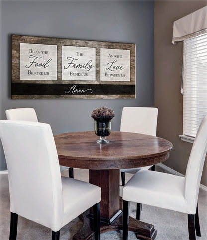 Christian Wall Art: Bless The Food V2 (Wood Frame Ready To Hang)