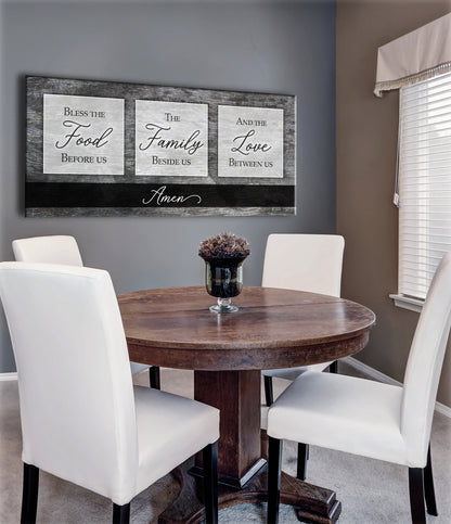 Christian Wall Art: Bless The Food V2 (Wood Frame Ready To Hang)