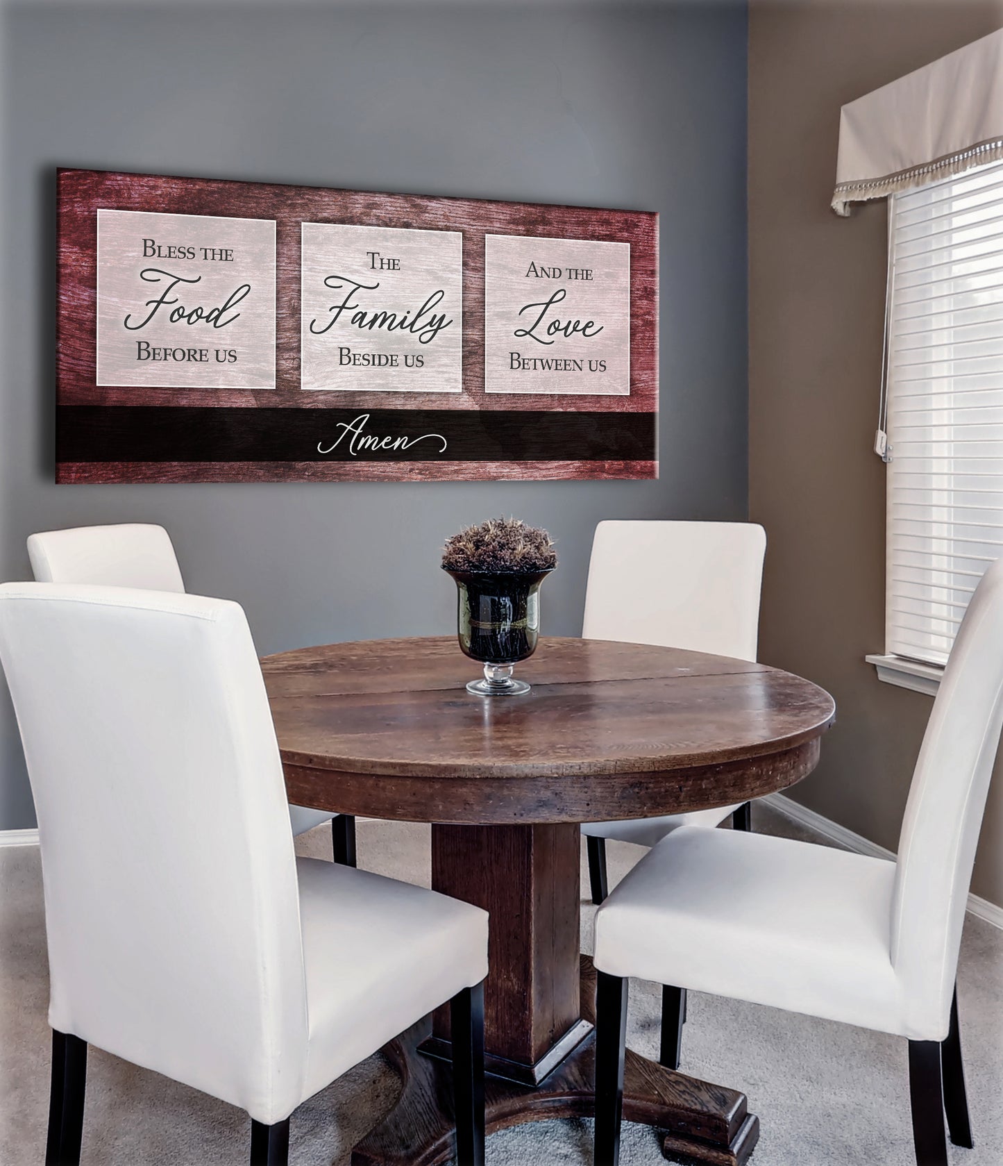 Christian Wall Art: Bless The Food V2 (Wood Frame Ready To Hang)