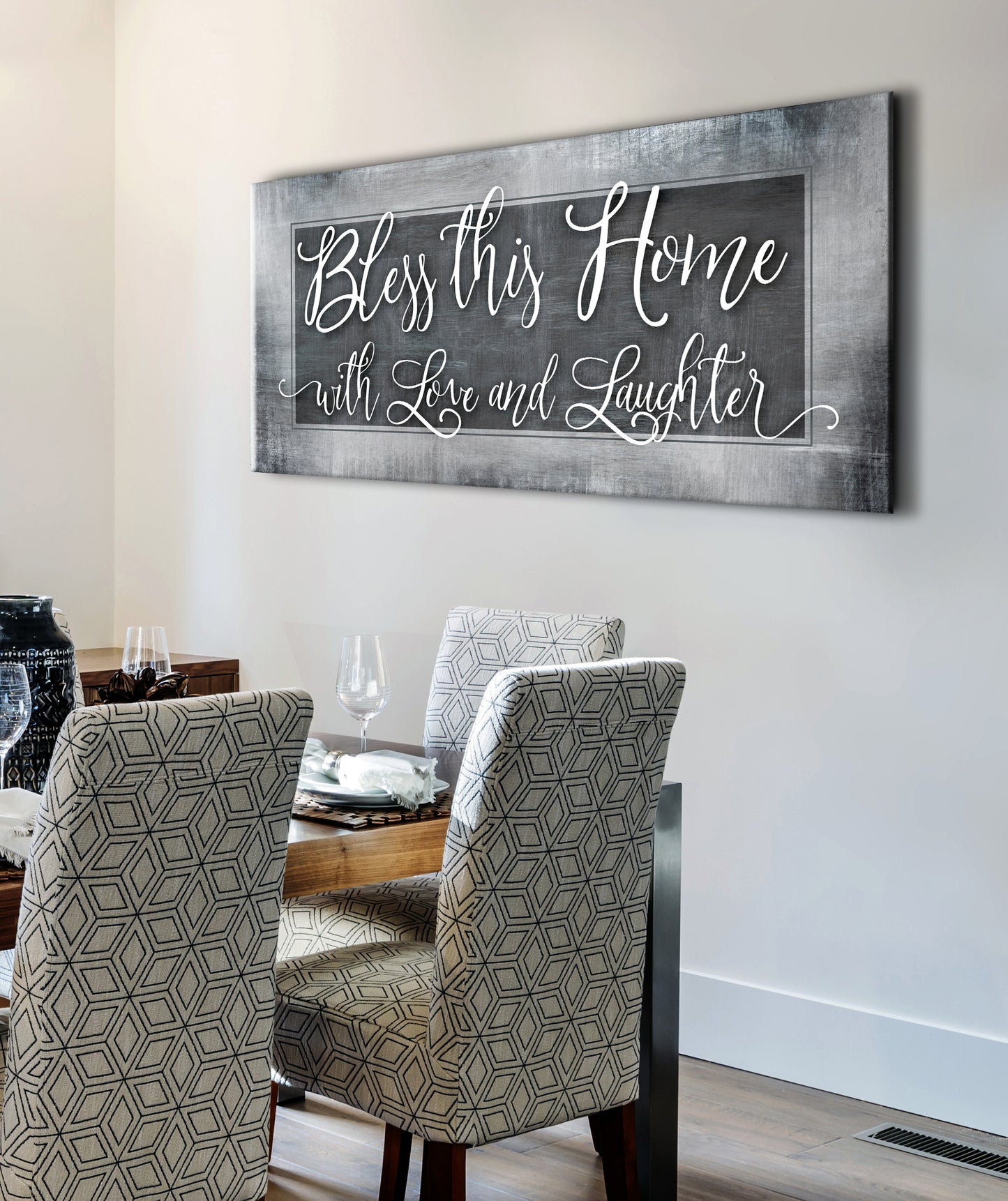 Christian Wall Art: Bless This Home With Love (Wood Frame Ready To Hang)