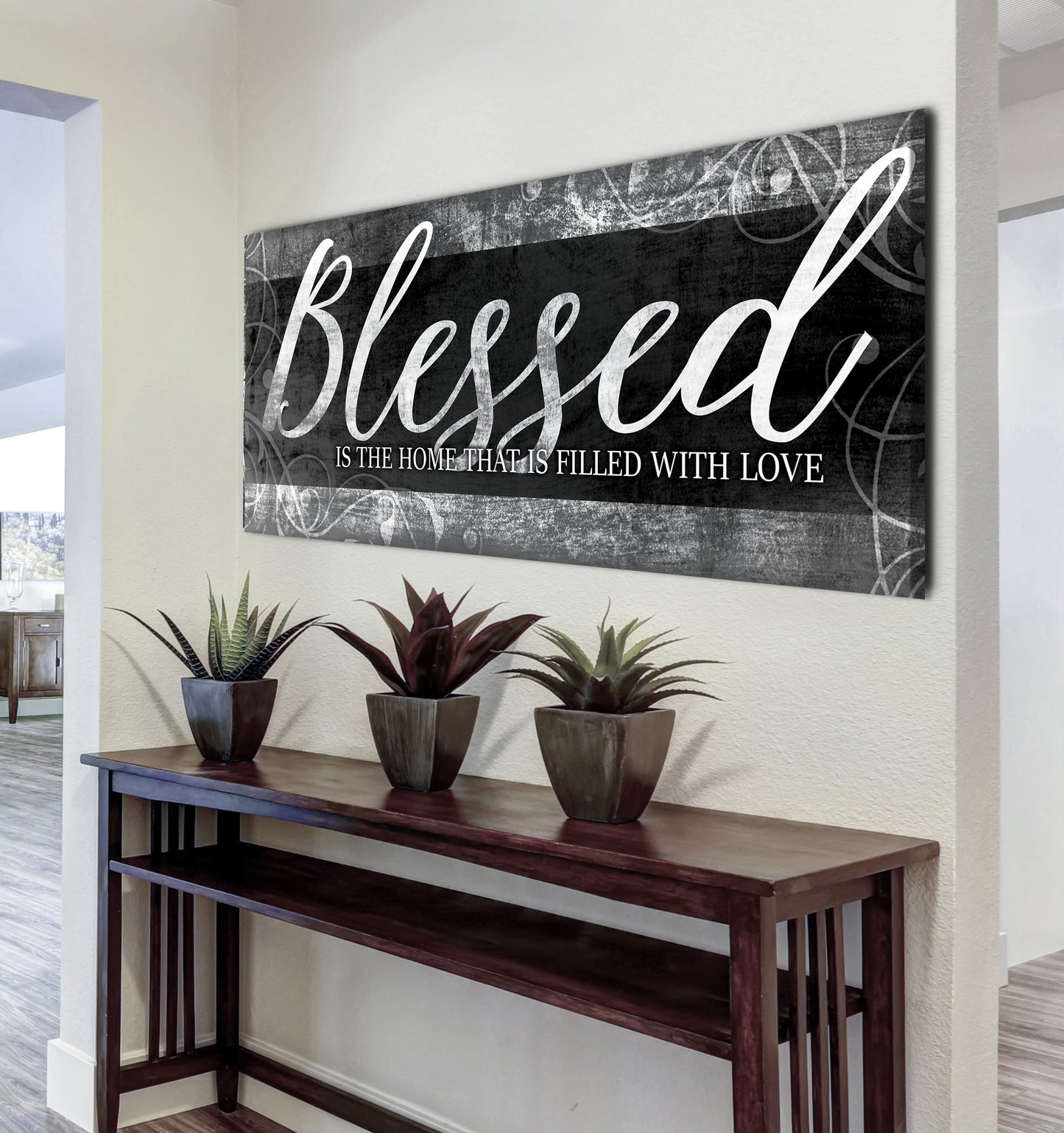 Christian Wall Art: Blessed Is The Home (Wood Frame Ready To Hang)