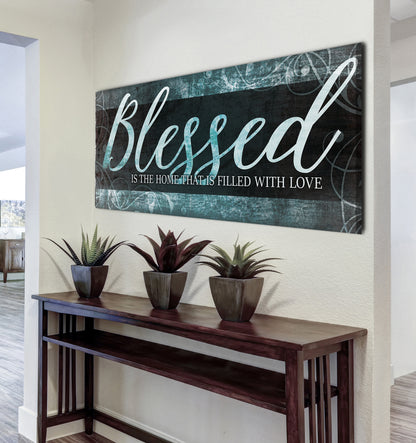 Christian Wall Art: Blessed Is The Home (Wood Frame Ready To Hang)