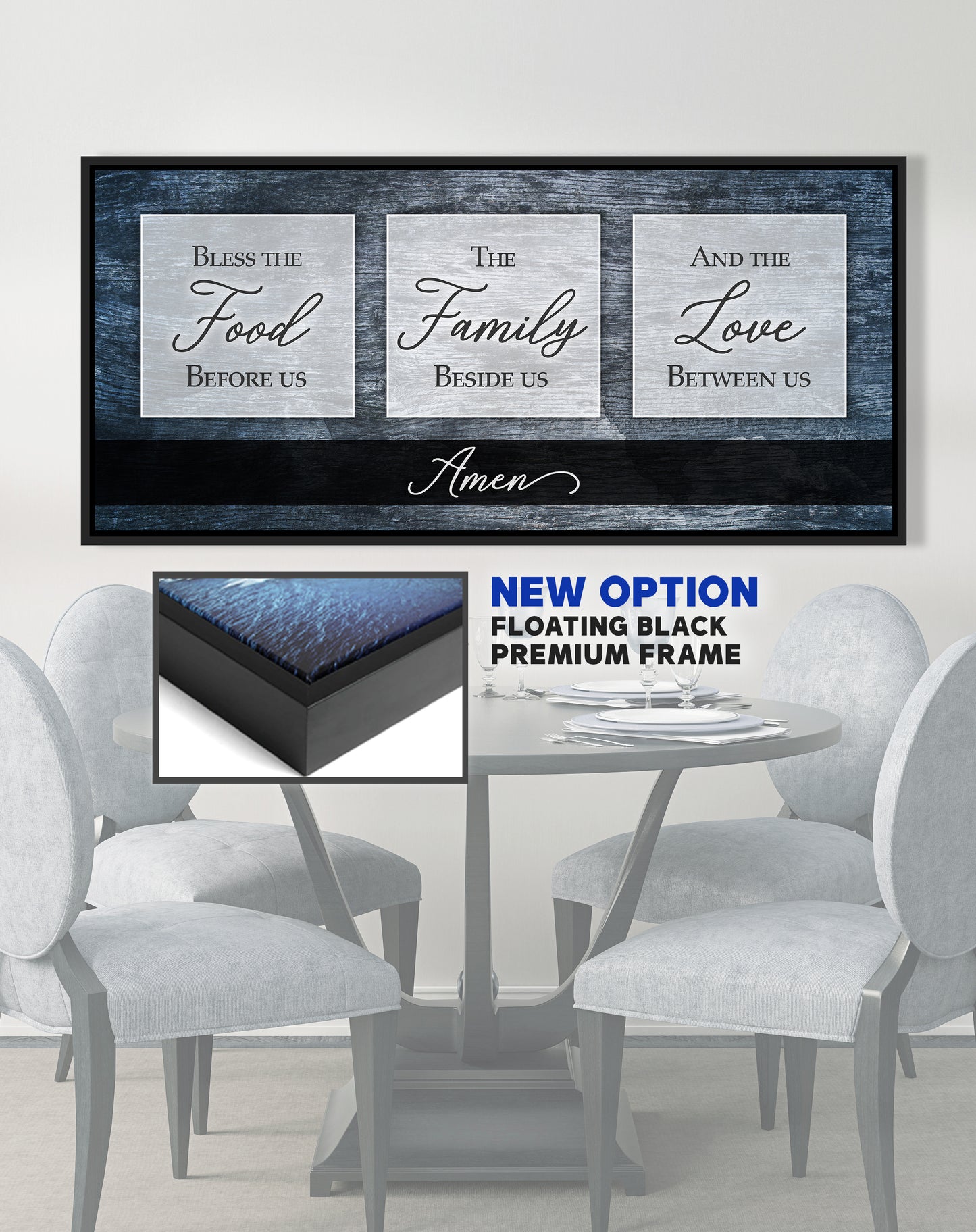 Christian Wall Art: Bless The Food V2 (Wood Frame Ready To Hang)