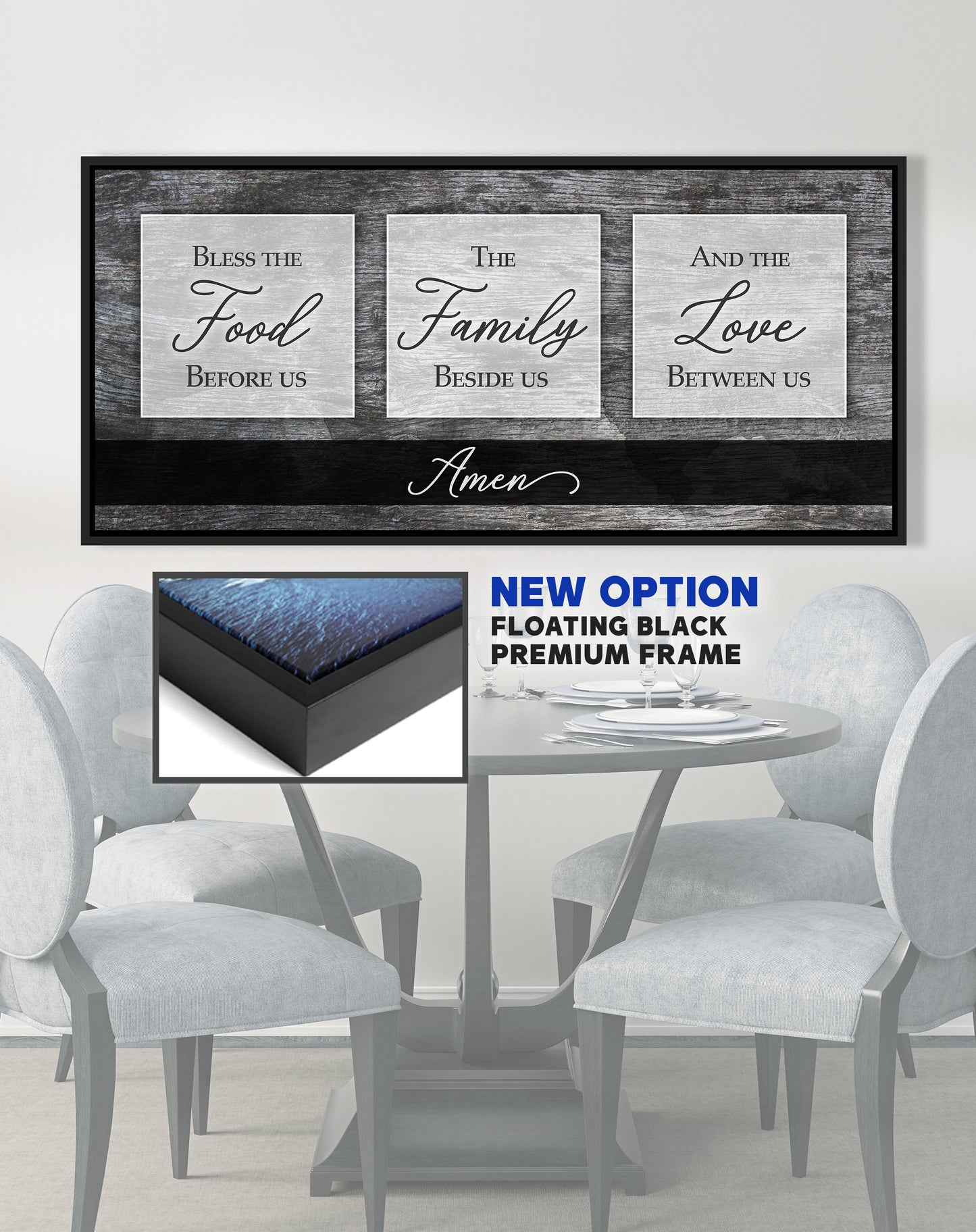 Christian Wall Art: Bless The Food V2 (Wood Frame Ready To Hang)