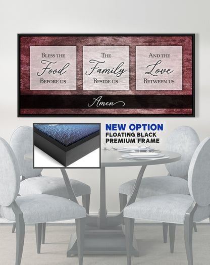 Christian Wall Art: Bless The Food V2 (Wood Frame Ready To Hang)