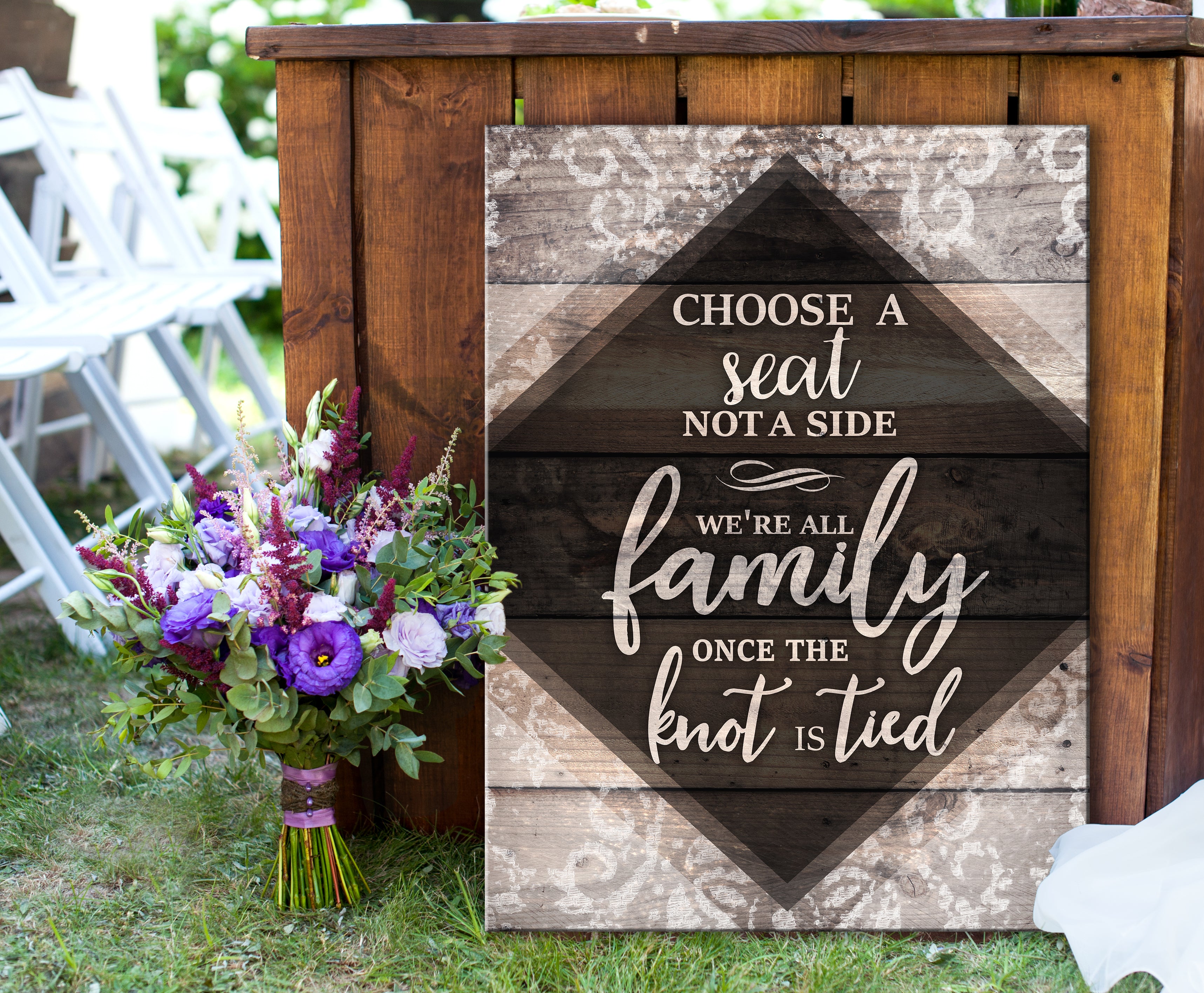 Wedding Wall Art: Choose A Seat Not A Side (Wood Frame Ready To Hang) -  Sense for Decor