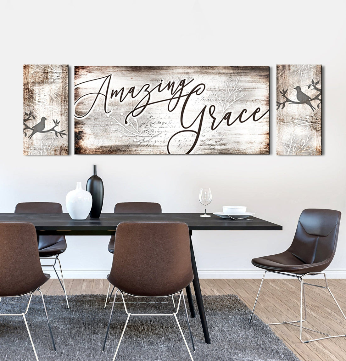 Christian Wall Art: Amazing Grace (Wood Frame Ready To Hang) - Sense for Decor