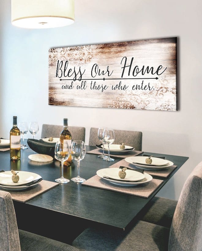 Christian Wall Art: Bless Our Home (Wood Frame Ready To Hang) - Sense for Decor