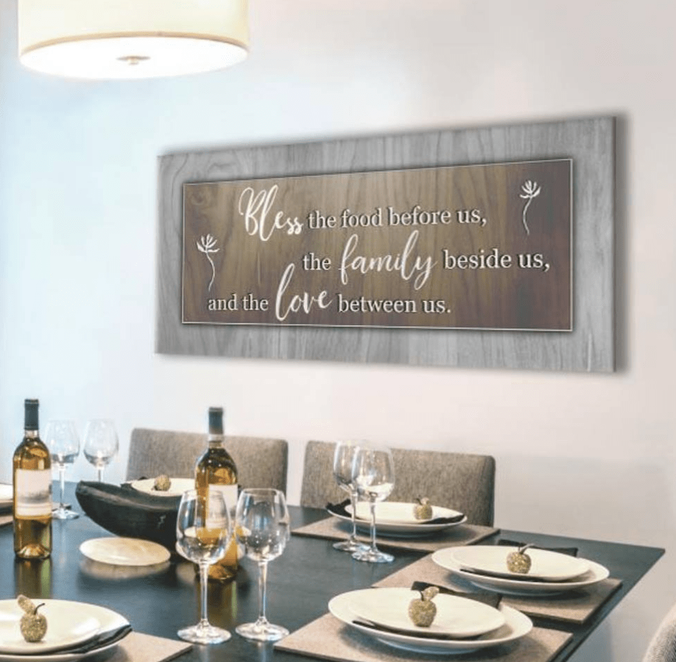 Christian Wall Art: Bless the food before us - Mealtime Prayer Wall Art - Sense for Decor