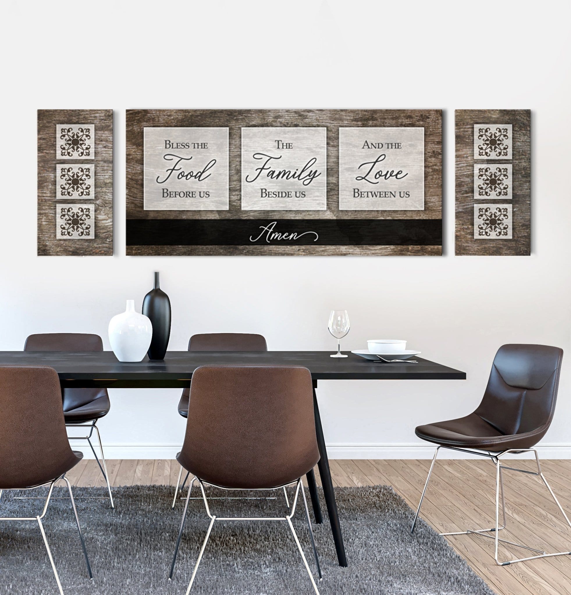 Christian Wall Art: Bless The Food V2 (Wood Frame Ready To Hang) - Sense for Decor