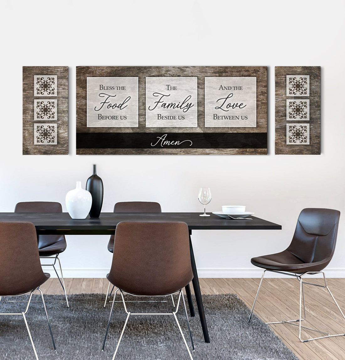 Christian Wall Art: Bless The Food V2 (Wood Frame Ready To Hang) - Sense for Decor