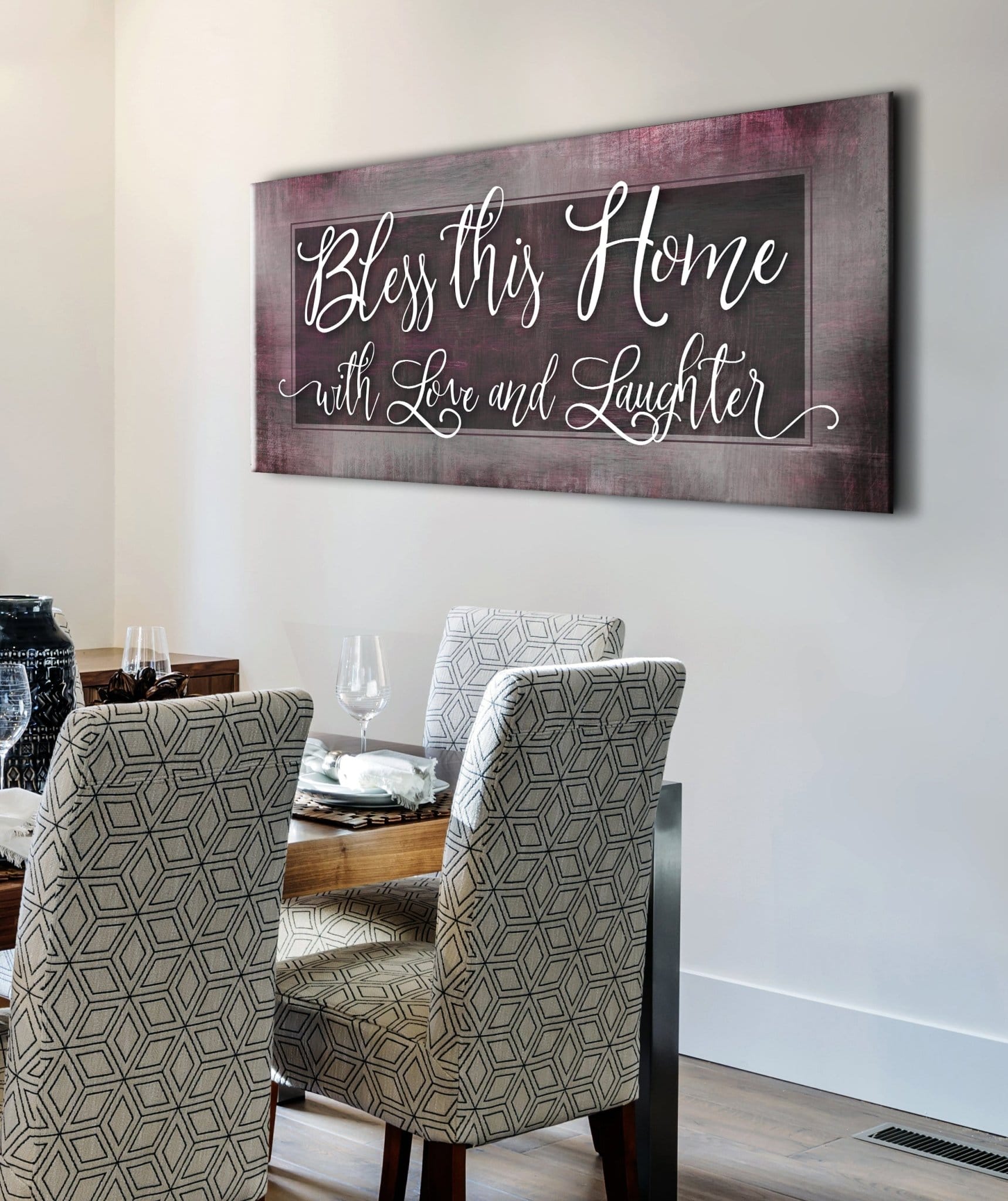 Christian Wall Art: Bless This Home With Love (Wood Frame Ready To Hang) - Sense for Decor
