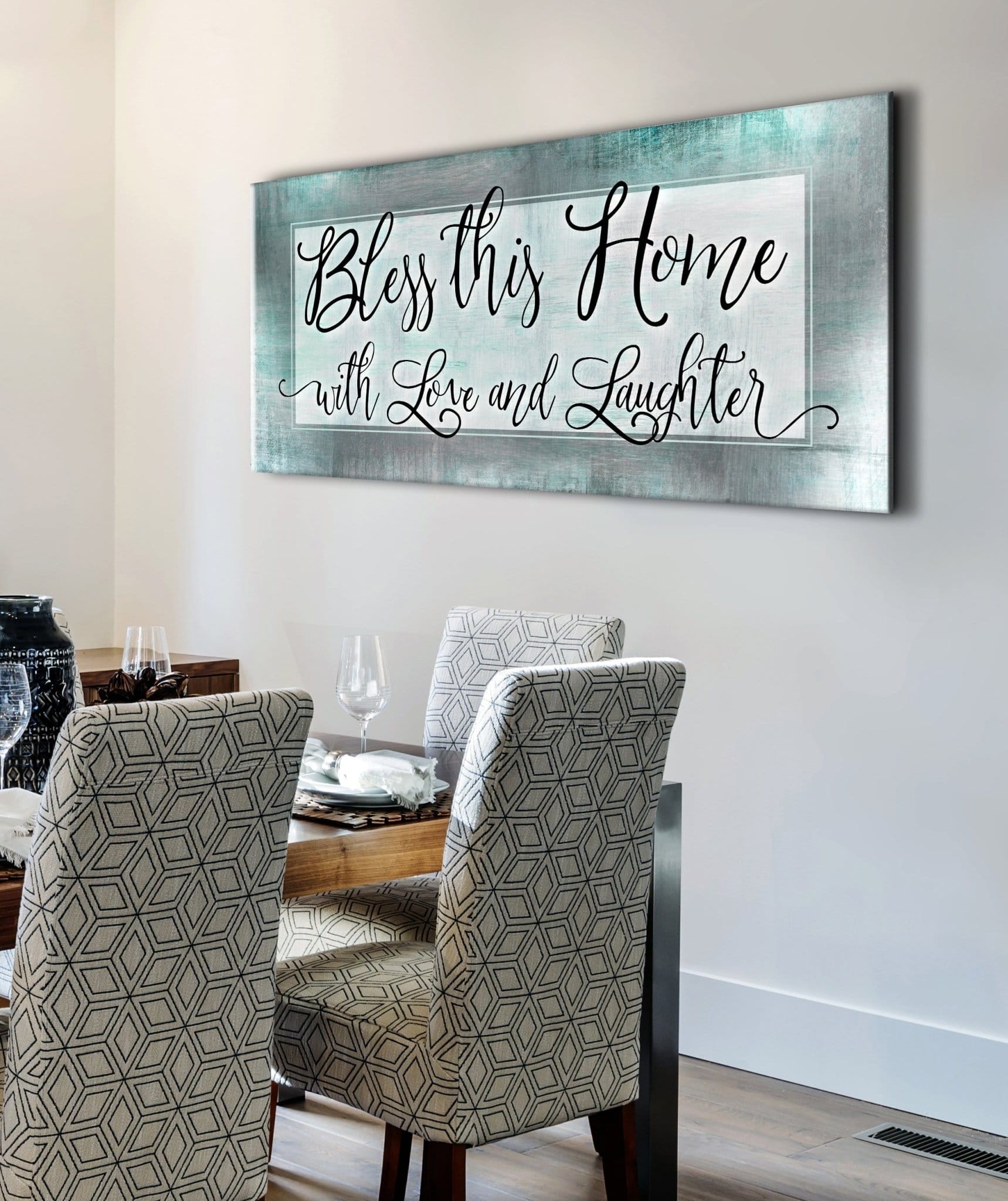 Christian Wall Art: Bless This Home With Love (Wood Frame Ready To Hang) - Sense for Decor