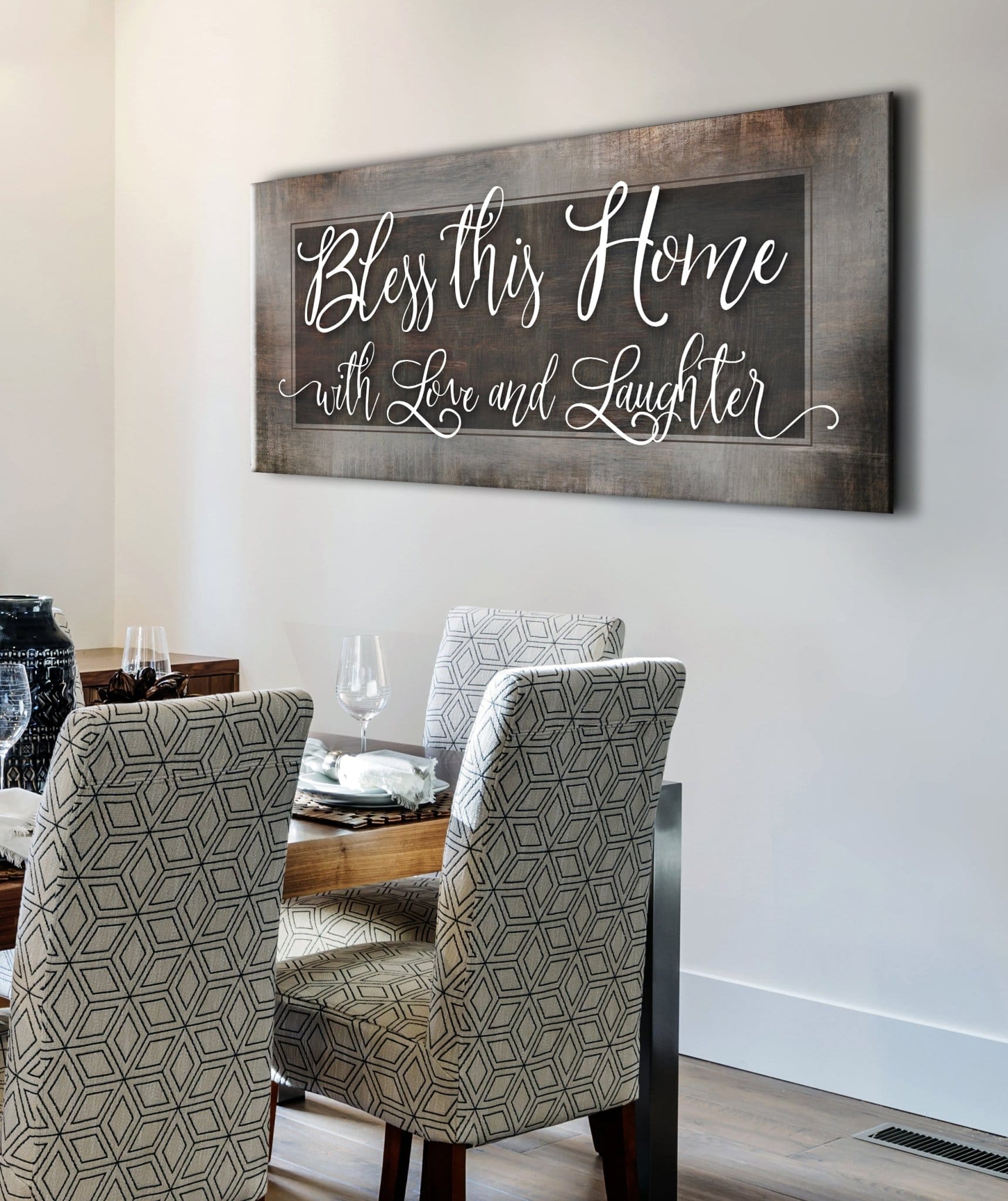 Christian Wall Art: Bless This Home With Love (Wood Frame Ready To Hang) - Sense for Decor