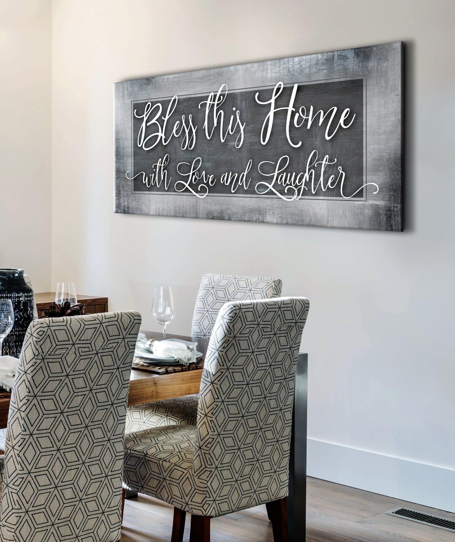 Christian Wall Art: Bless This Home With Love (Wood Frame Ready To Hang) - Sense for Decor