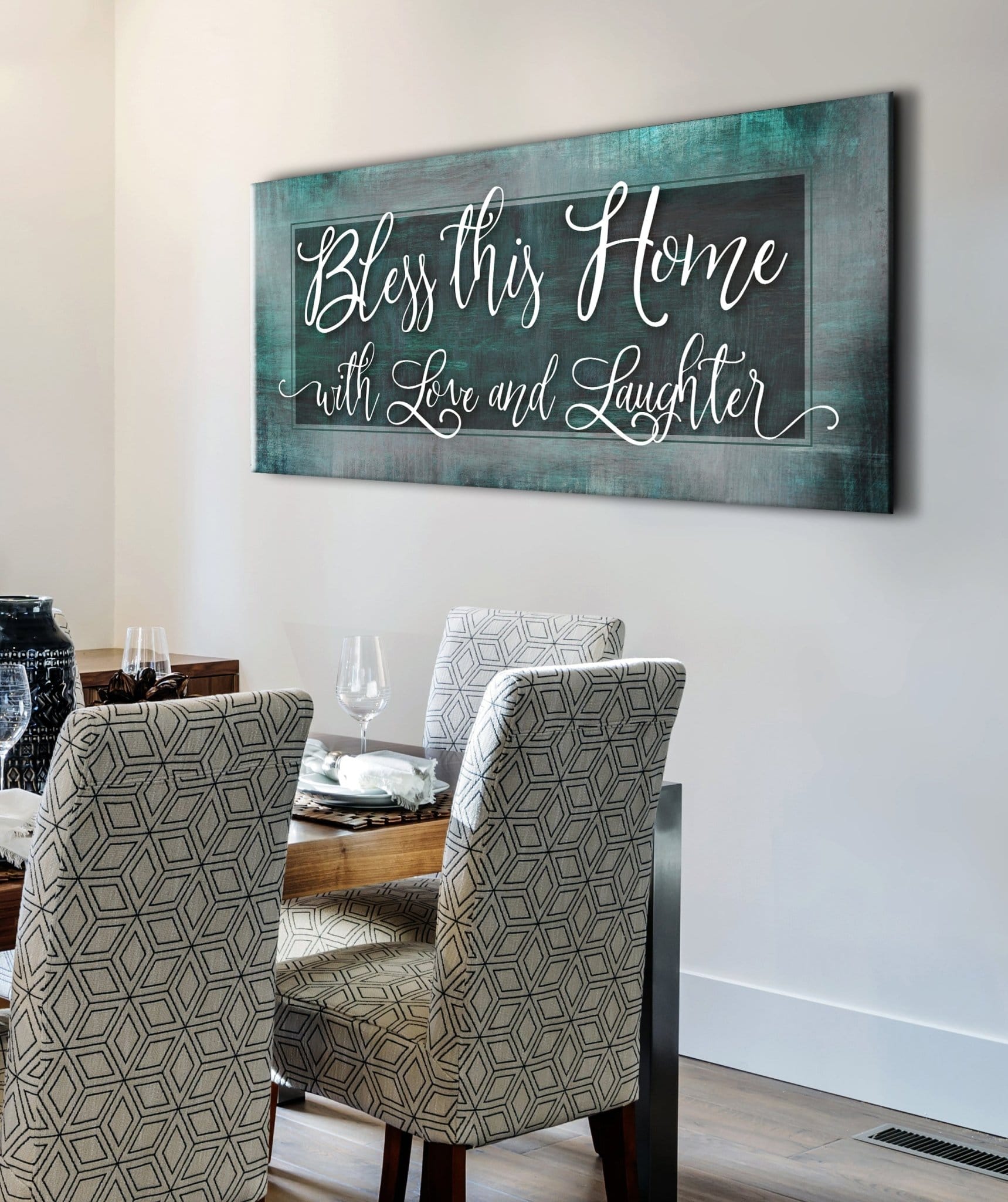 Christian Wall Art: Bless This Home With Love (Wood Frame Ready To Hang) - Sense for Decor