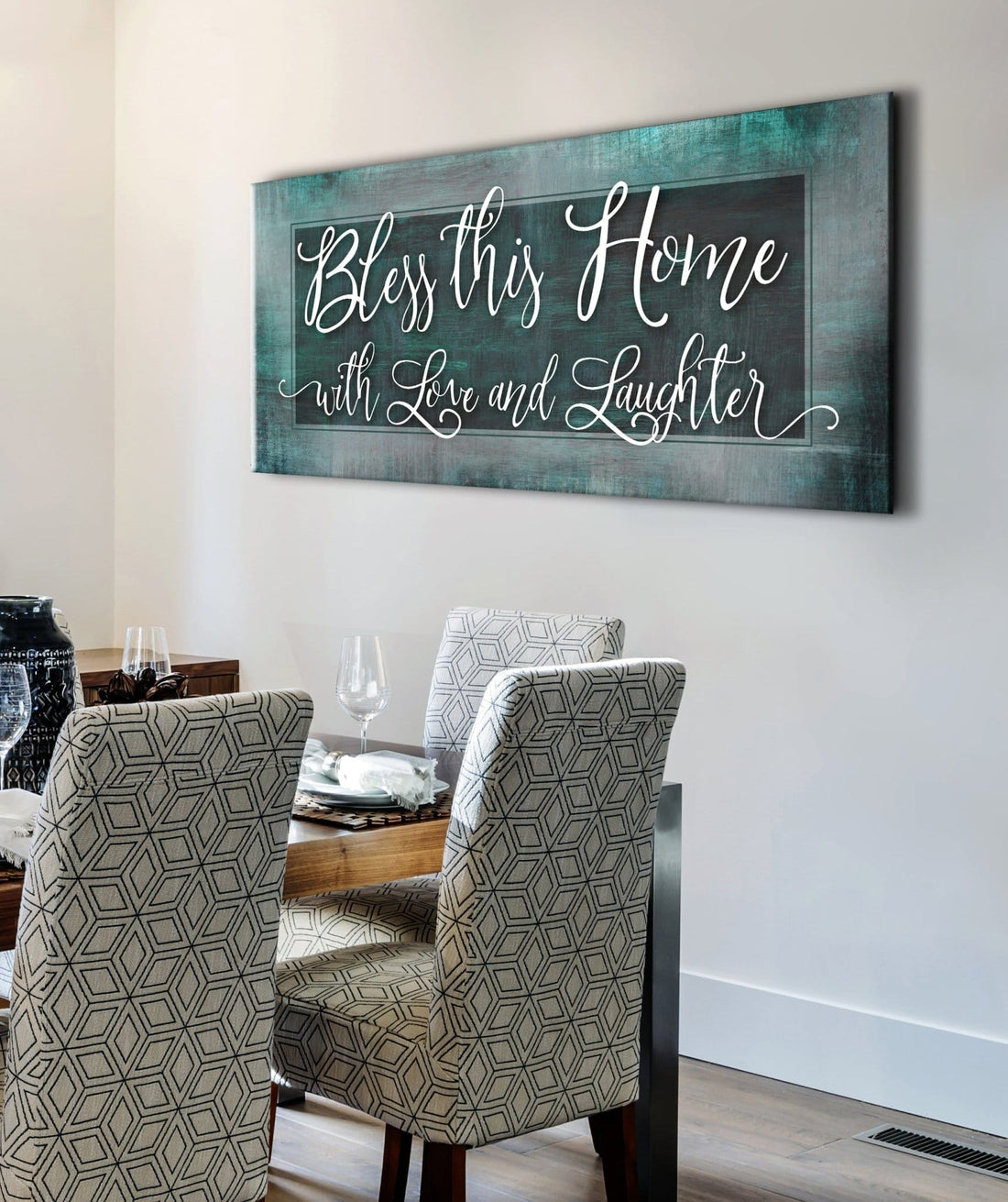 Christian Wall Art: Bless This Home With Love (Wood Frame Ready To Hang) - Sense for Decor
