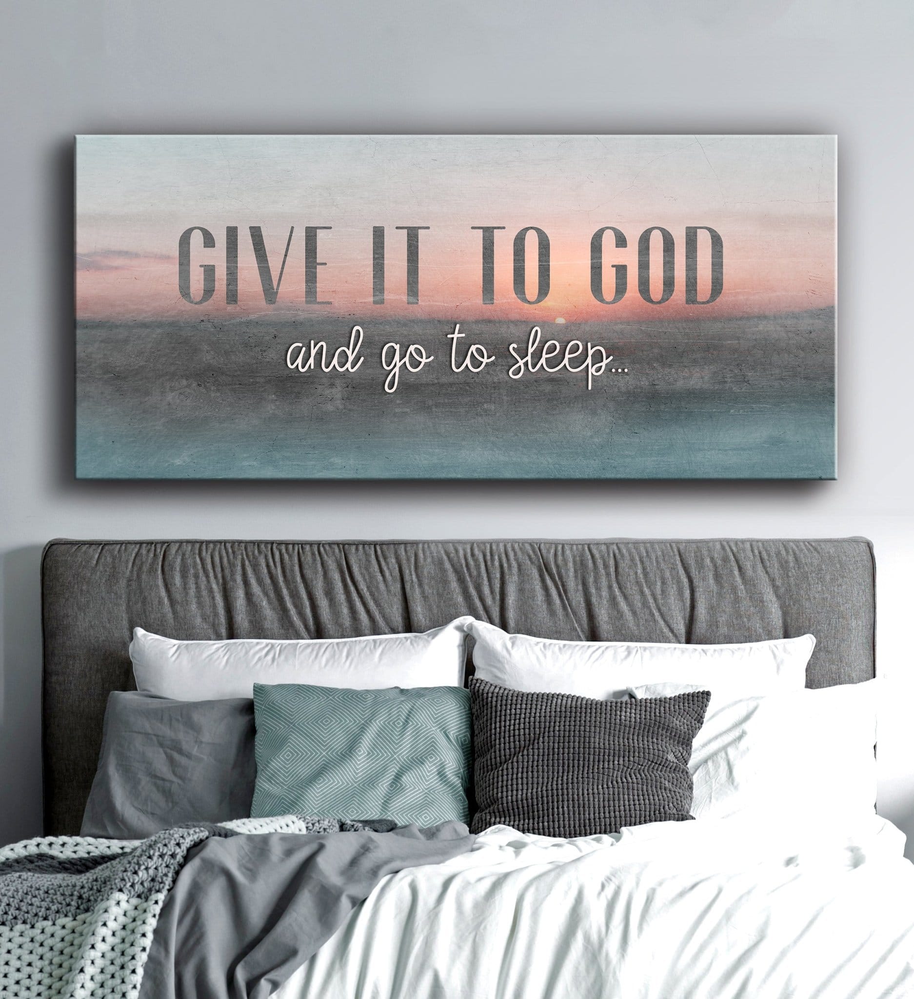Christian Wall Art: Give It To God And Go To Sleep (Wood Frame Ready To Hang) - Sense for Decor