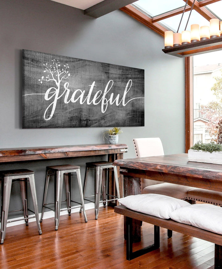 Christian Wall Art: Grateful Word Sign (Wood Frame Ready To Hang) - Sense for Decor