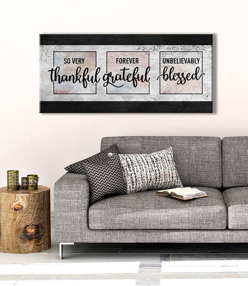 Christian Wall Art: So Very Thankful Forever Grateful Unbelievably Blessed - Sense for Decor